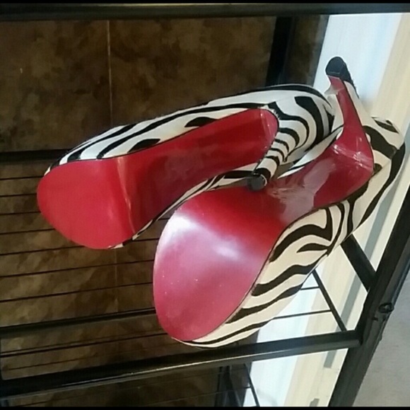 Red Bottom Zebra Print Pumps - Picture 3 of 3